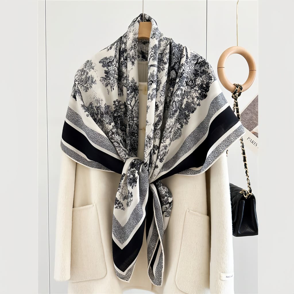 MaraSilk Pure Mulberry Silk-Wool Scarf - Square MS827