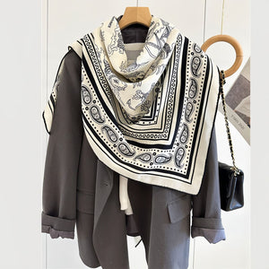 MaraSilk Pure Mulberry Silk-Wool Scarf - Square MS827