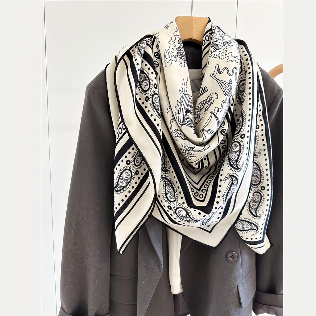 MaraSilk Pure Mulberry Silk-Wool Scarf - Square MS827