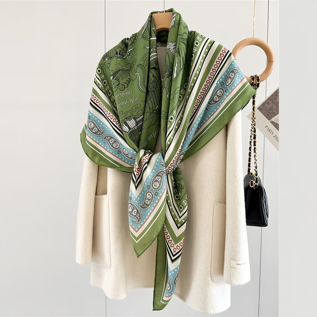 MaraSilk Pure Mulberry Silk-Wool Scarf - Square MS827