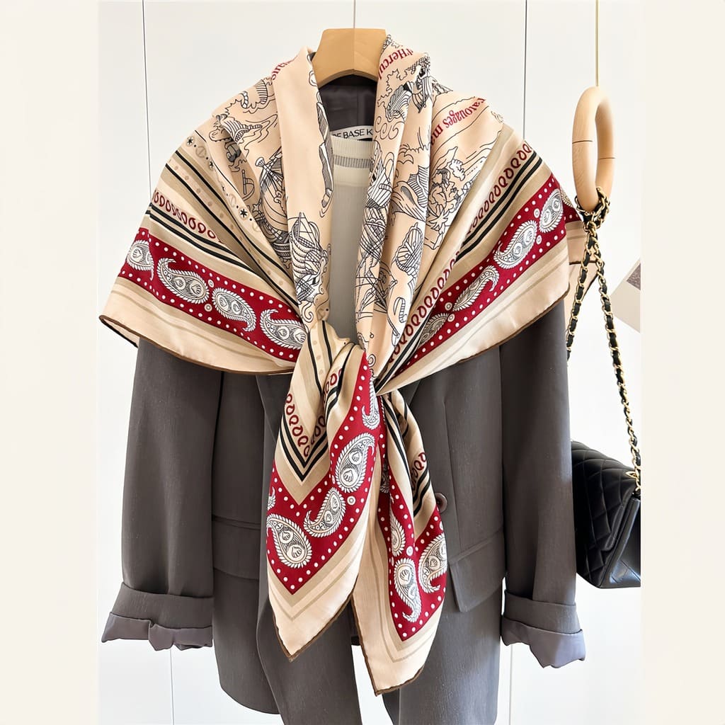 MaraSilk Pure Mulberry Silk-Wool Scarf - Square MS827