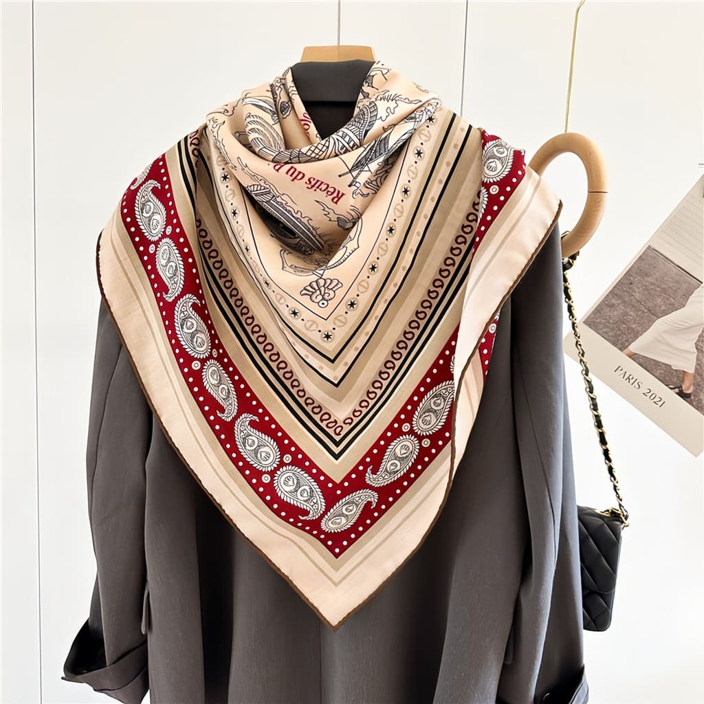 MaraSilk Pure Mulberry Silk-Wool Scarf - Square MS827