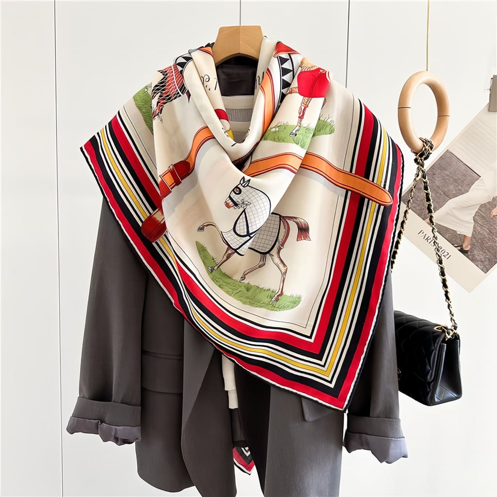 MaraSilk Pure Mulberry Silk-Wool Scarf - Square MS827