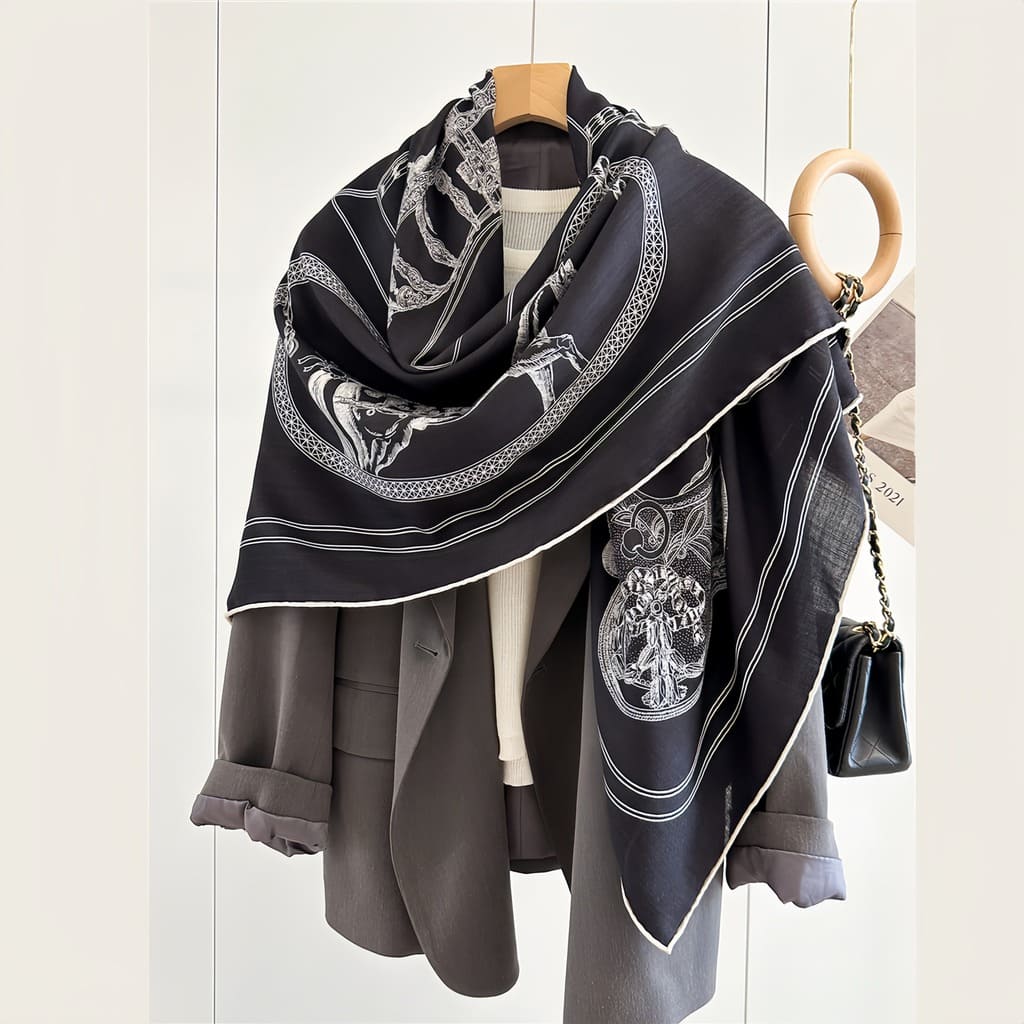 MaraSilk Pure Mulberry Silk-Wool Scarf - Square MS827