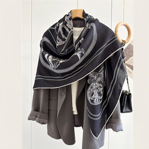 MaraSilk Pure Mulberry Silk-Wool Scarf - Square MS827