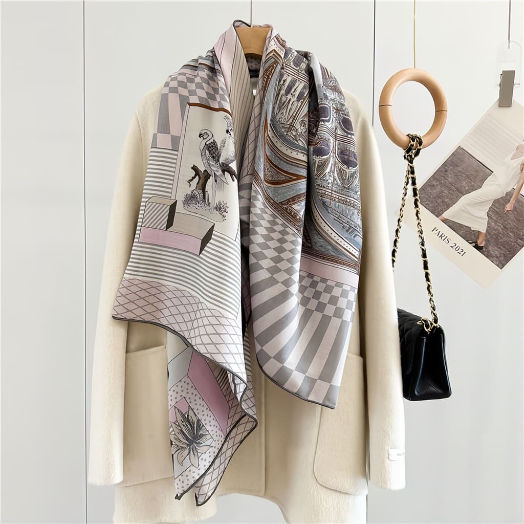 MaraSilk Pure Mulberry Silk-Wool Scarf - Square MS827