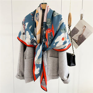 MaraSilk Pure Mulberry Silk-Wool Scarf - Square MS827