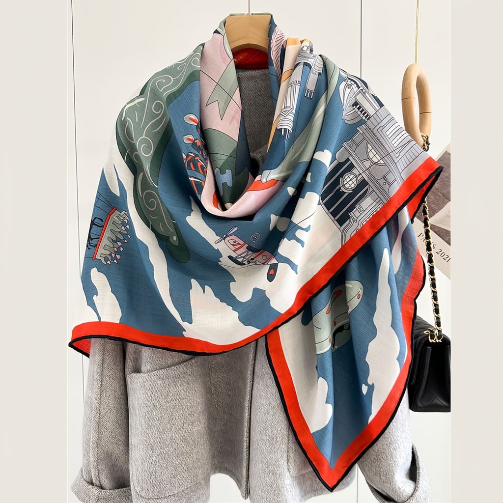 MaraSilk Pure Mulberry Silk-Wool Scarf - Square MS827