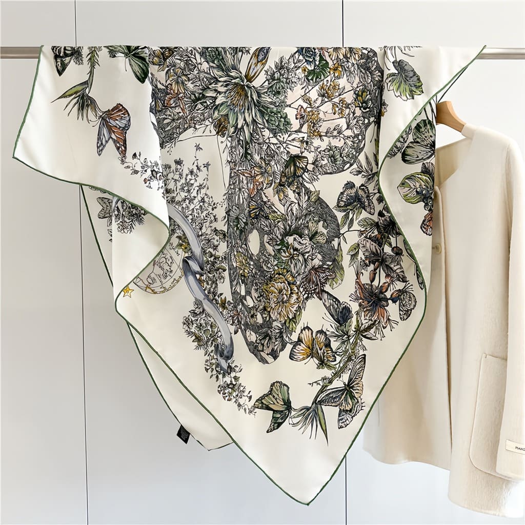 MaraSilk Pure Mulberry Silk-Wool Scarf - Square MS827