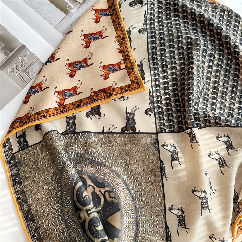 MaraSilk Pure Mulberry Silk-Wool Scarf - Square MS828