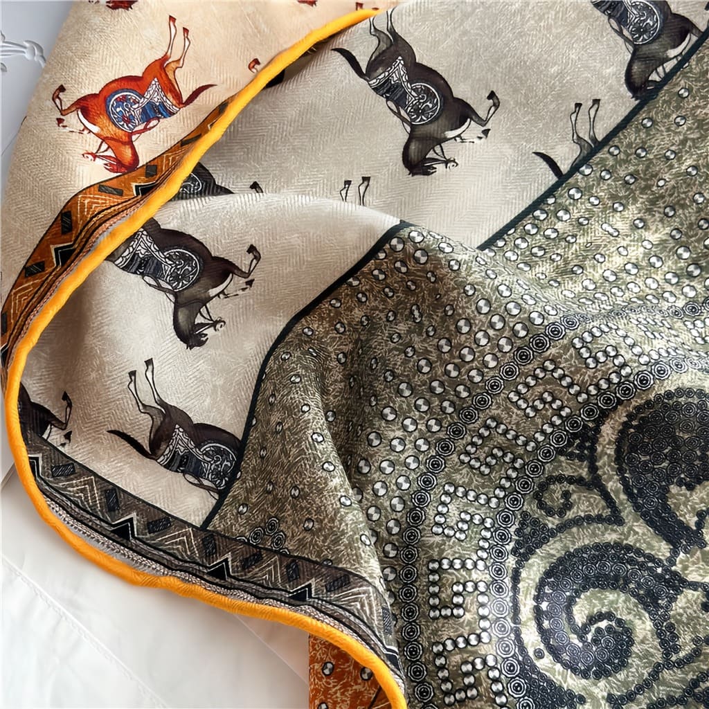 MaraSilk Pure Mulberry Silk-Wool Scarf - Square MS828