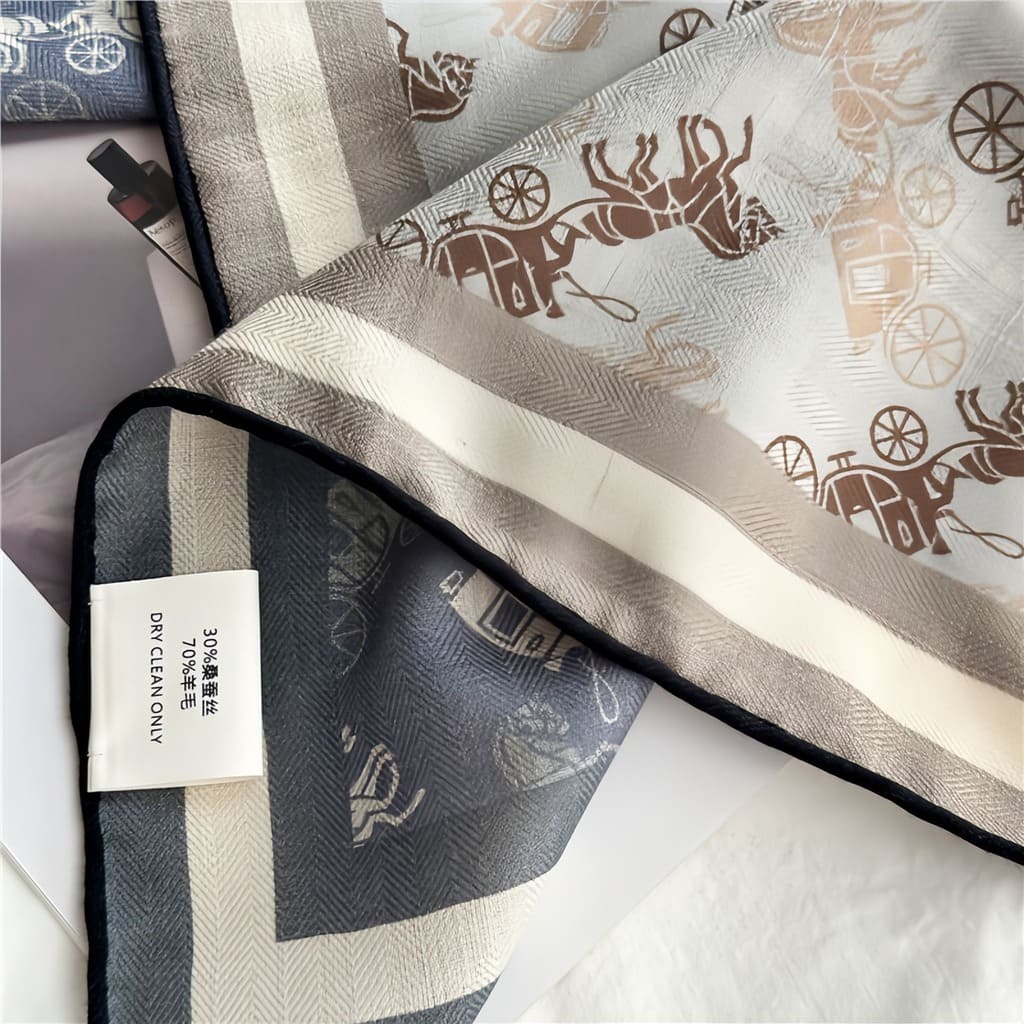 MaraSilk Pure Mulberry Silk-Wool Scarf - Square MS828