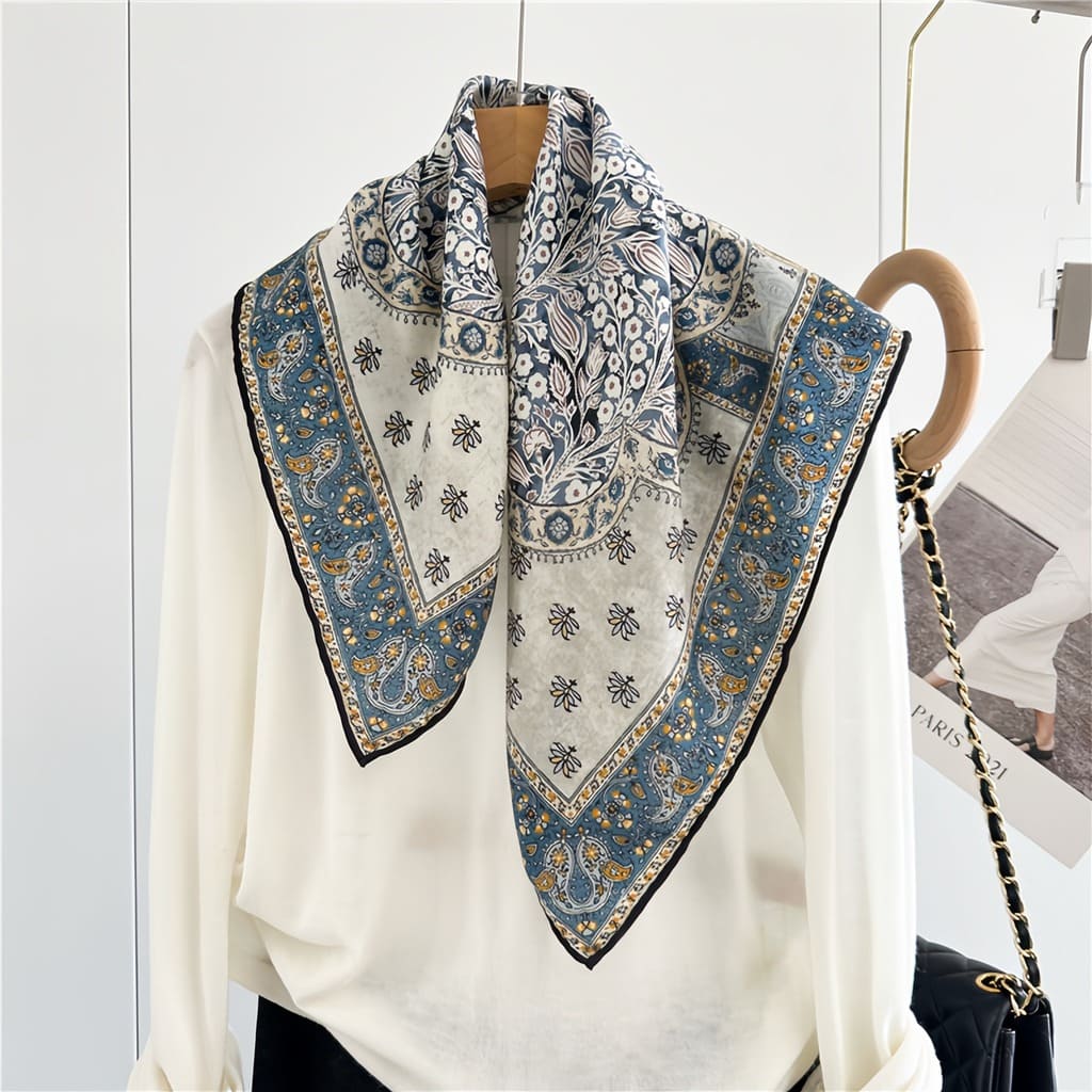 MaraSilk Pure Mulberry Silk-Wool Scarf - Square MS828