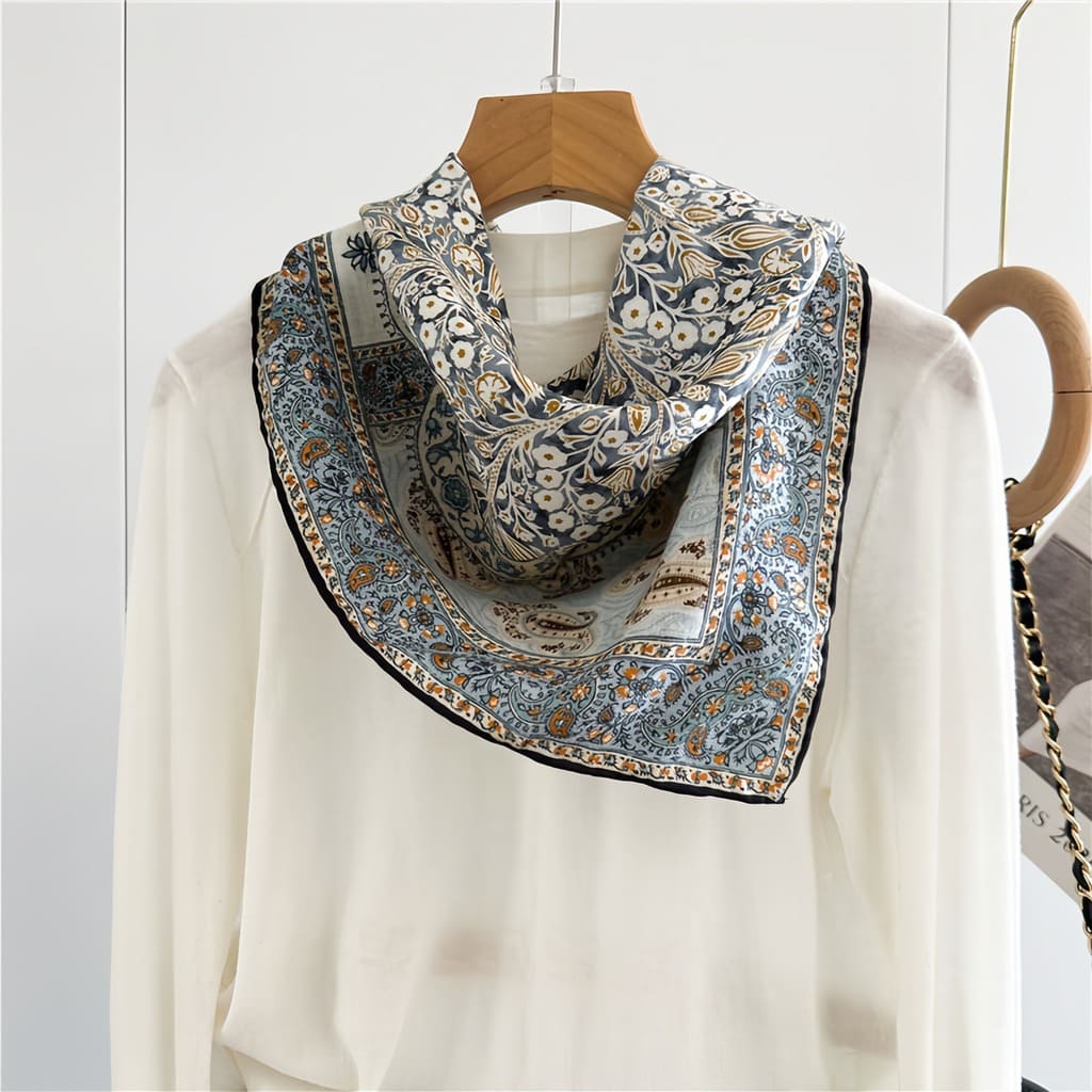 MaraSilk Pure Mulberry Silk-Wool Scarf - Square MS828