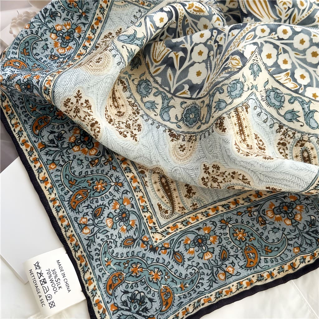 MaraSilk Pure Mulberry Silk-Wool Scarf - Square MS828