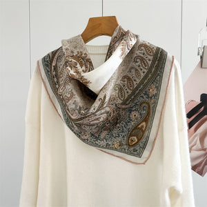 MaraSilk Pure Mulberry Silk-Wool Scarf - Square MS851