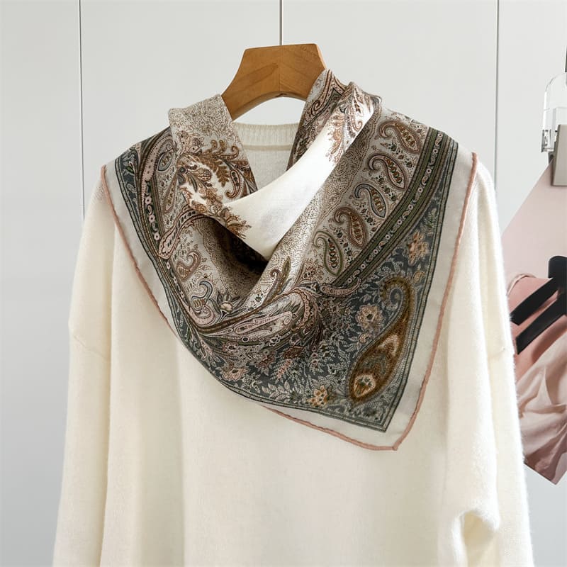 MaraSilk Pure Mulberry Silk-Wool Scarf - Square MS851