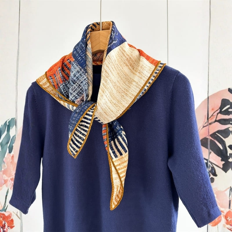 MaraSilk Pure Mulberry Silk-Wool Scarf - Square MS899