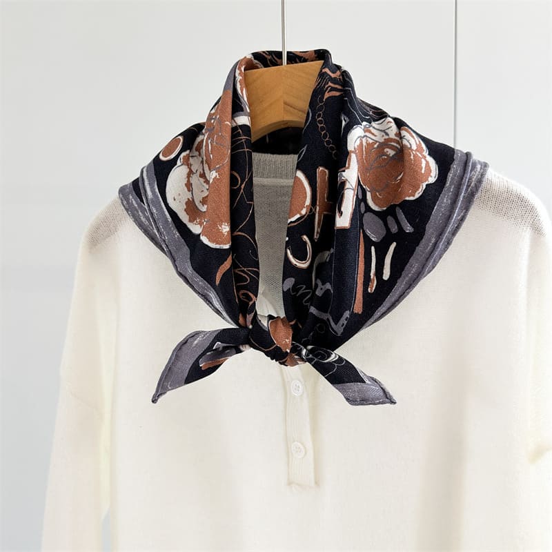 MaraSilk Pure Mulberry Silk-Wool Scarf - Square MS902 25" x 25" MS90201