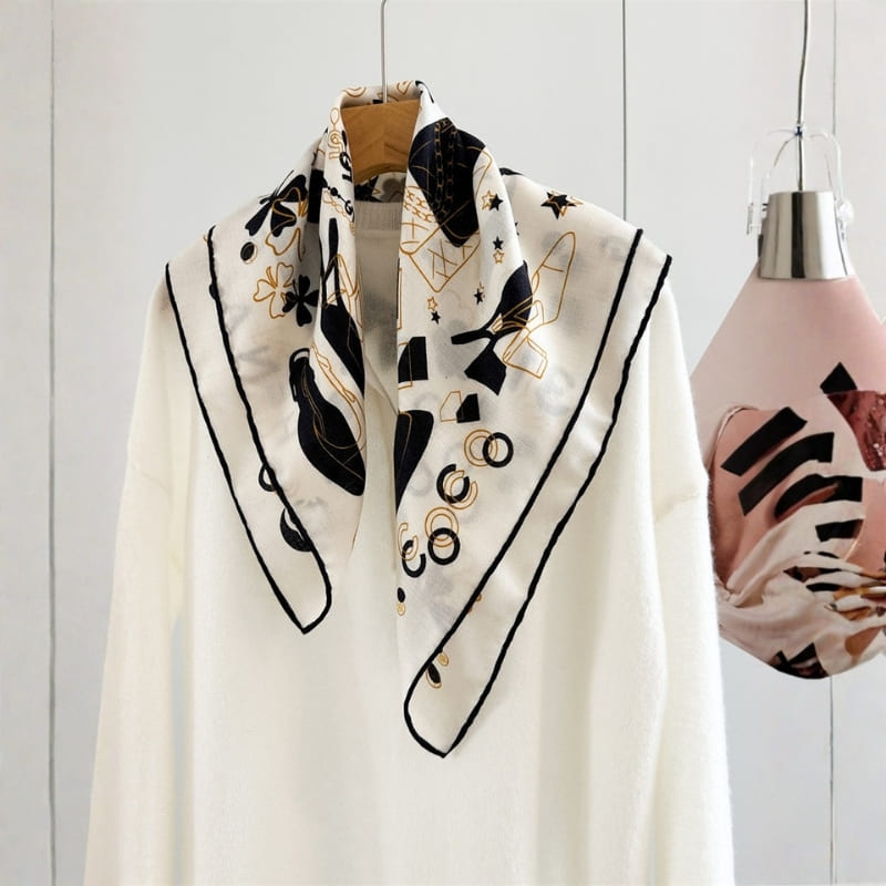 MaraSilk Pure Mulberry Silk-Wool Scarf - Square MS904