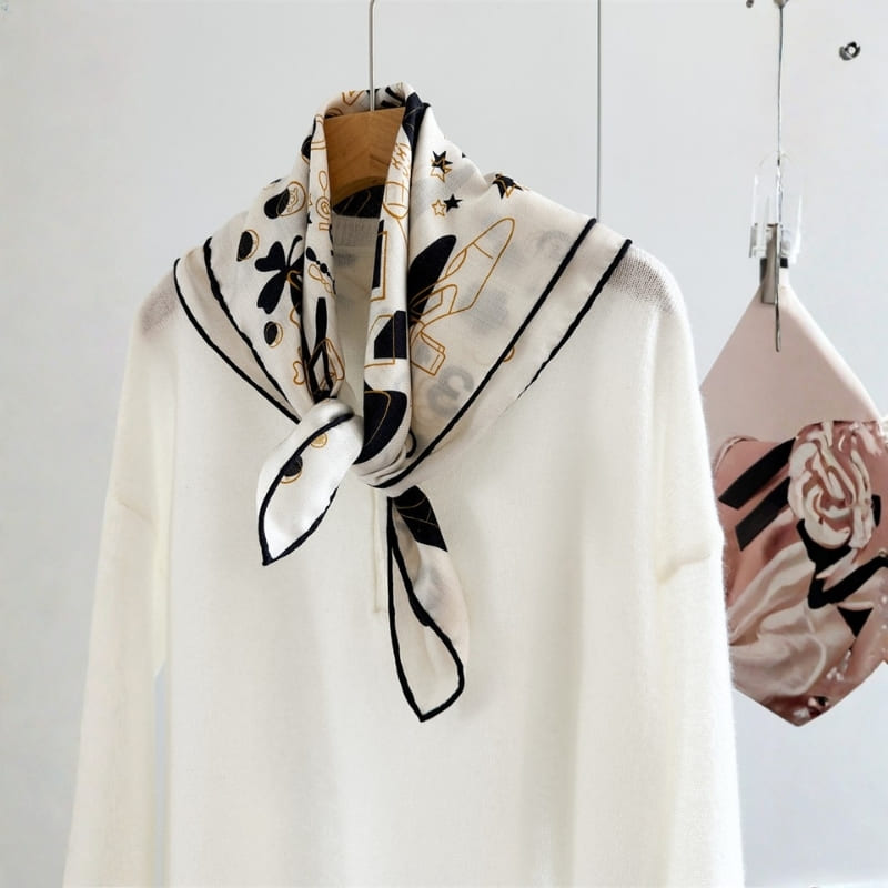 MaraSilk Pure Mulberry Silk-Wool Scarf - Square MS904