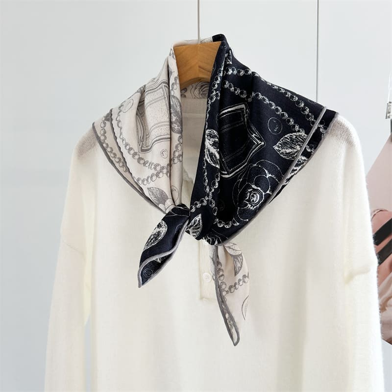 MaraSilk Pure Mulberry Silk-Wool Scarf - Square MS904