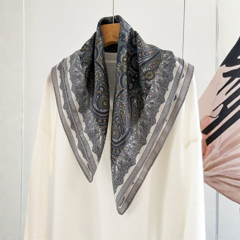 MaraSilk Pure Mulberry Silk-Wool Scarf - Square MS904