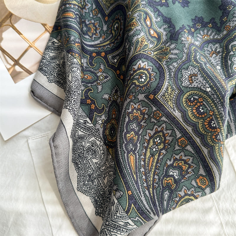 MaraSilk Pure Mulberry Silk-Wool Scarf - Square MS904