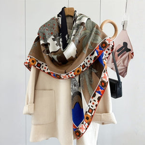 MaraSilk Pure Mulberry Silk-Wool Scarf - Square MS986