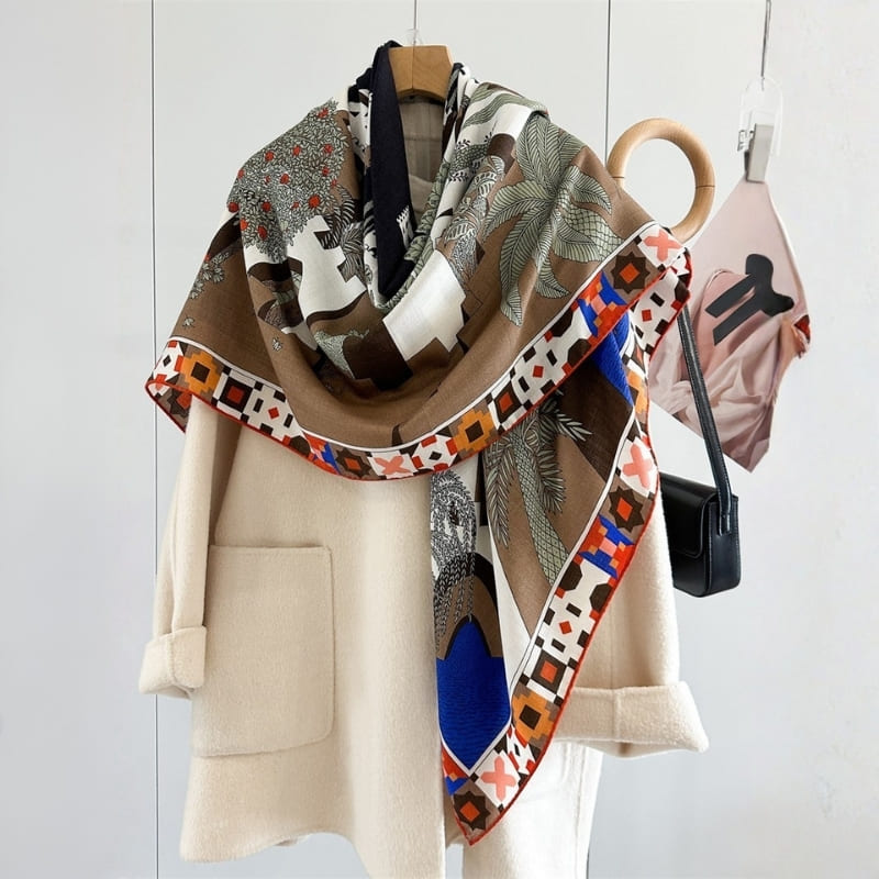 MaraSilk Pure Mulberry Silk-Wool Scarf - Square MS986