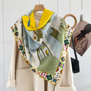 MaraSilk Pure Mulberry Silk-Wool Scarf - Square MS986
