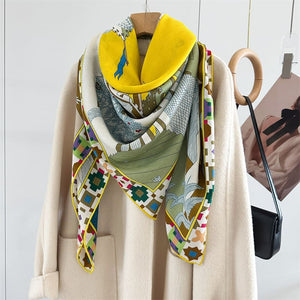 MaraSilk Pure Mulberry Silk-Wool Scarf - Square MS986