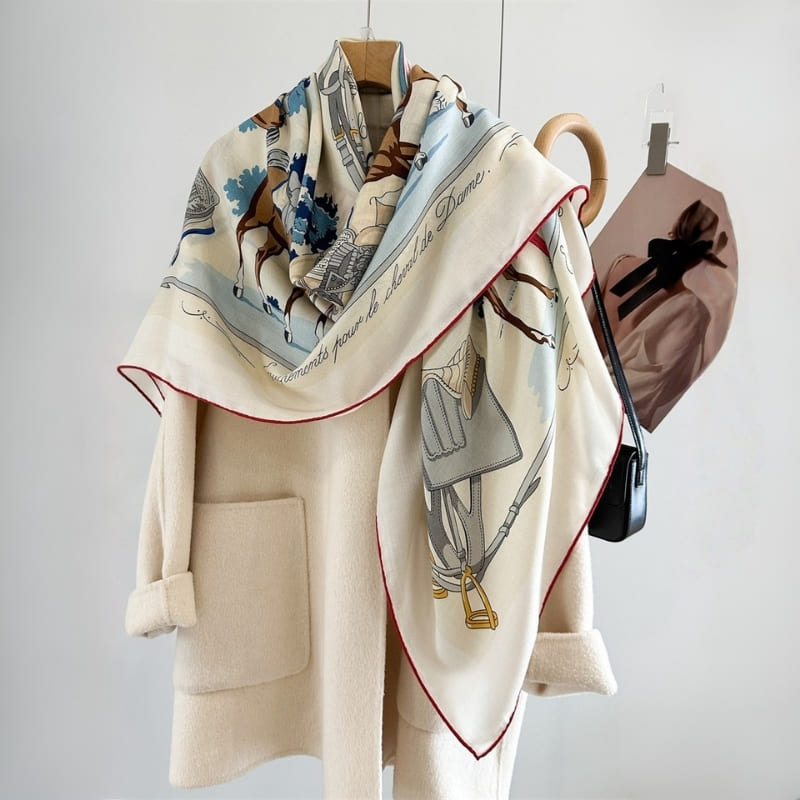 MaraSilk Pure Mulberry Silk-Wool Scarf - Square MS987