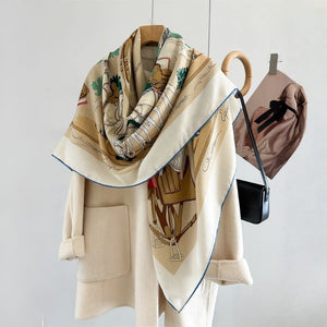 MaraSilk Pure Mulberry Silk-Wool Scarf - Square MS987