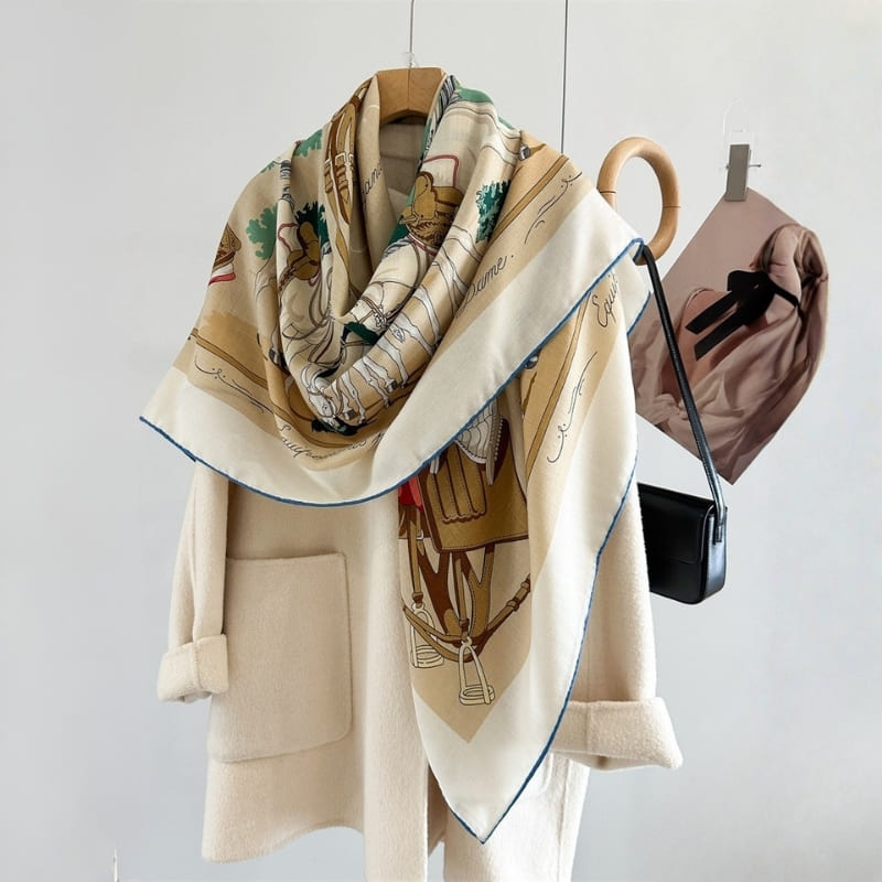 MaraSilk Pure Mulberry Silk-Wool Scarf - Square MS987
