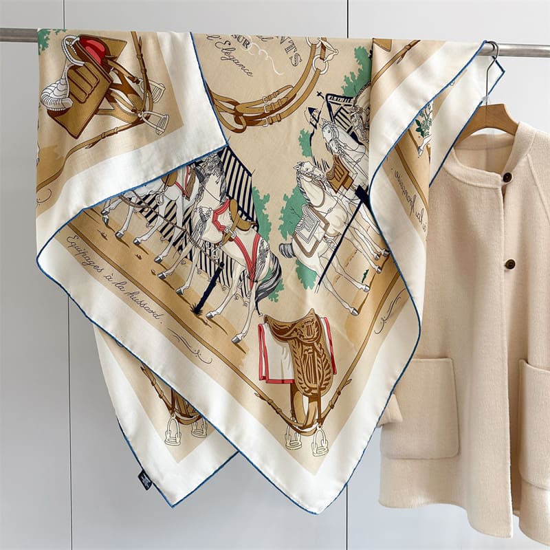 MaraSilk Pure Mulberry Silk-Wool Scarf - Square MS987