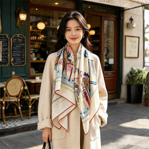 MaraSilk Pure Mulberry Silk-Wool Scarf - Square MS987