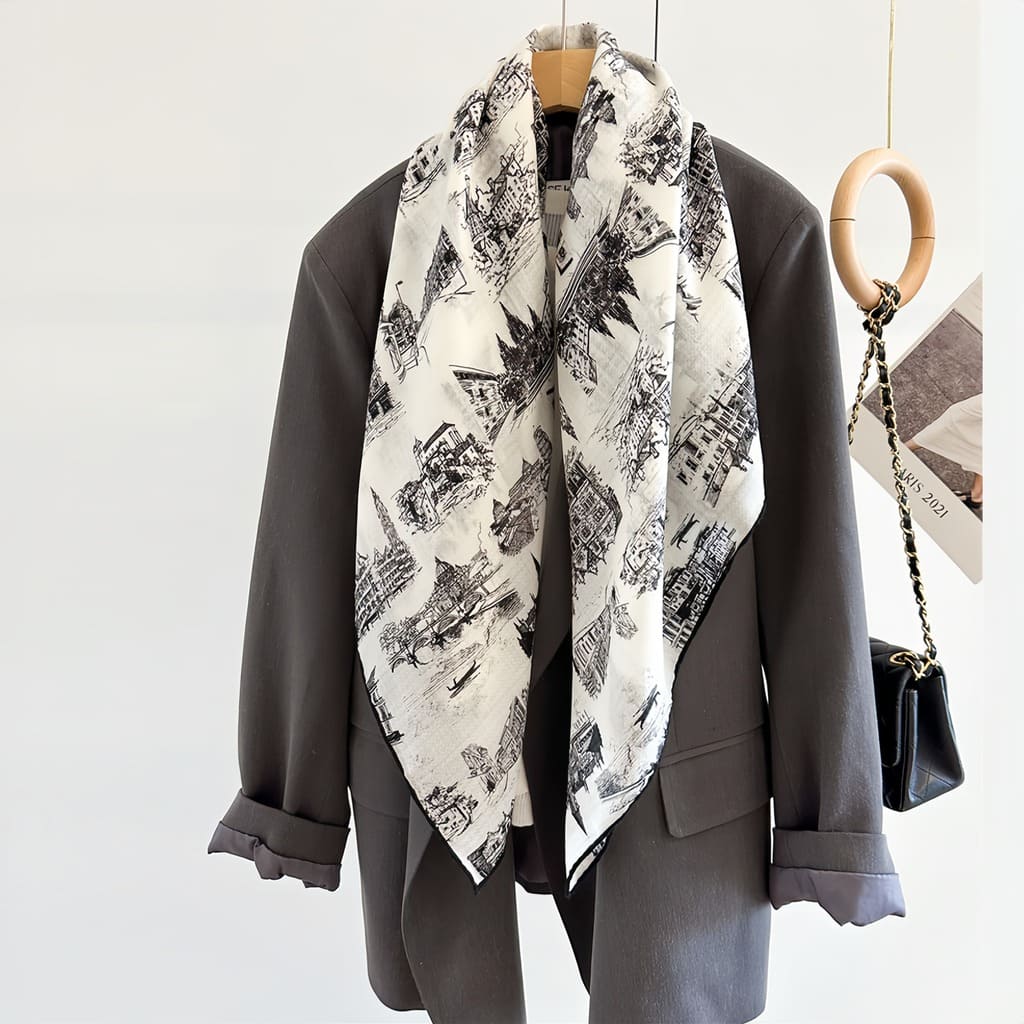 MaraSilk Pure Wool Scarf - Square MS816