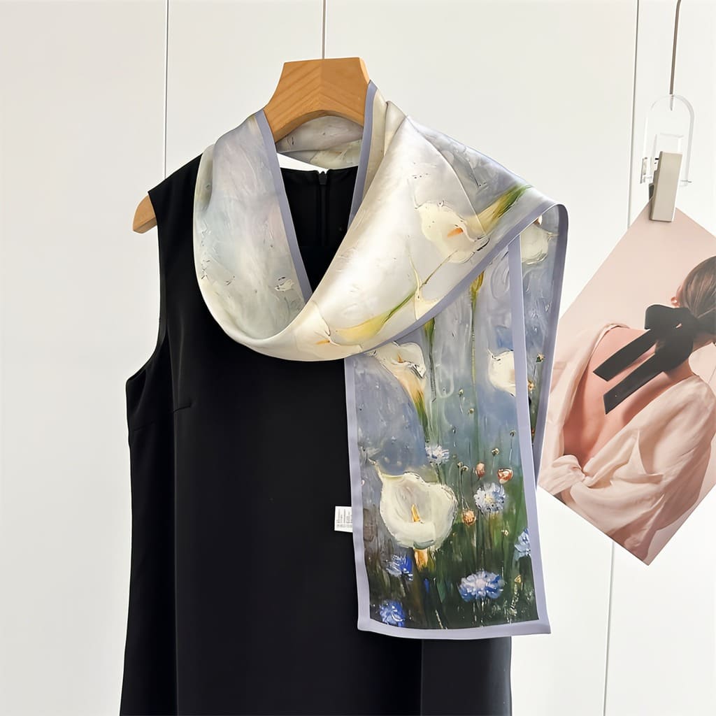 MaraSilk Pure Mulberry Silk Scarf - Ribbon Crepe Satin MS842 59" x 6" MS84203