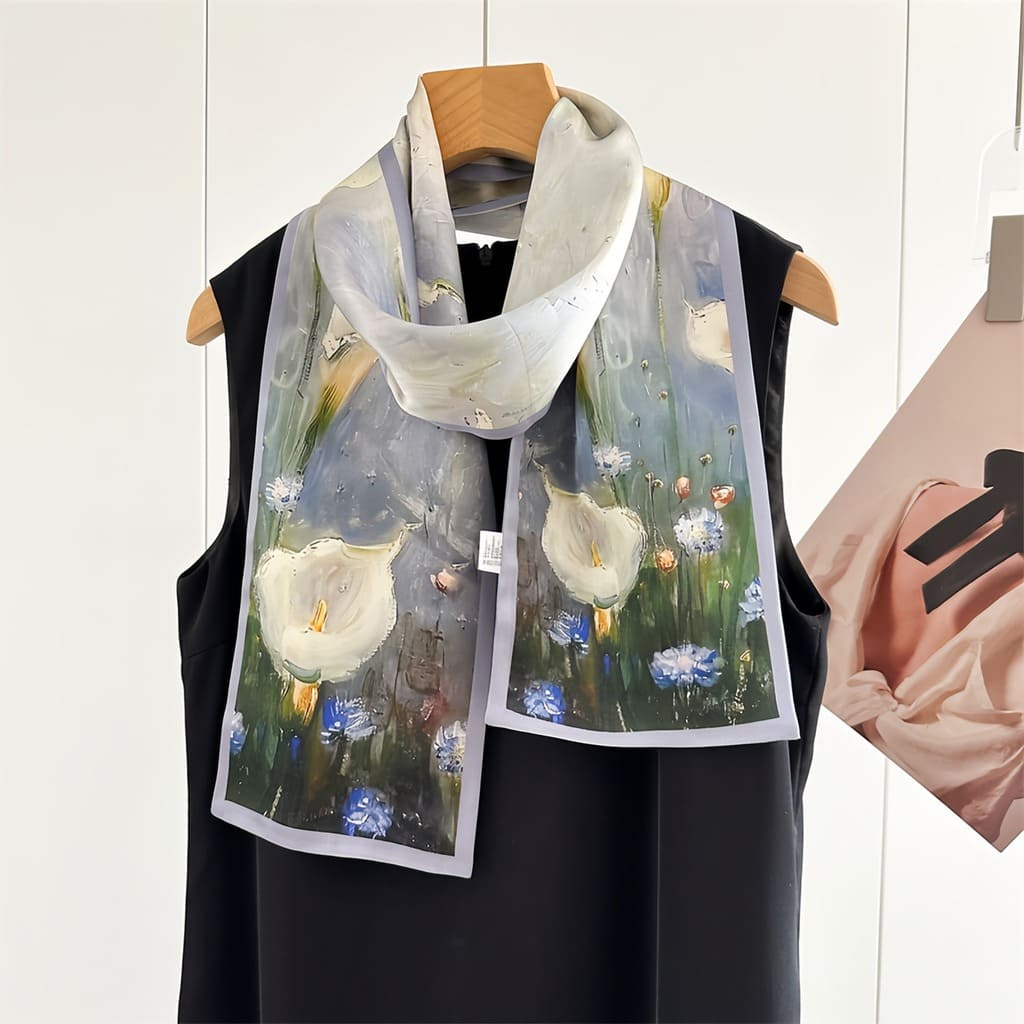 MaraSilk Pure Mulberry Silk Scarf - Ribbon Crepe Satin MS842