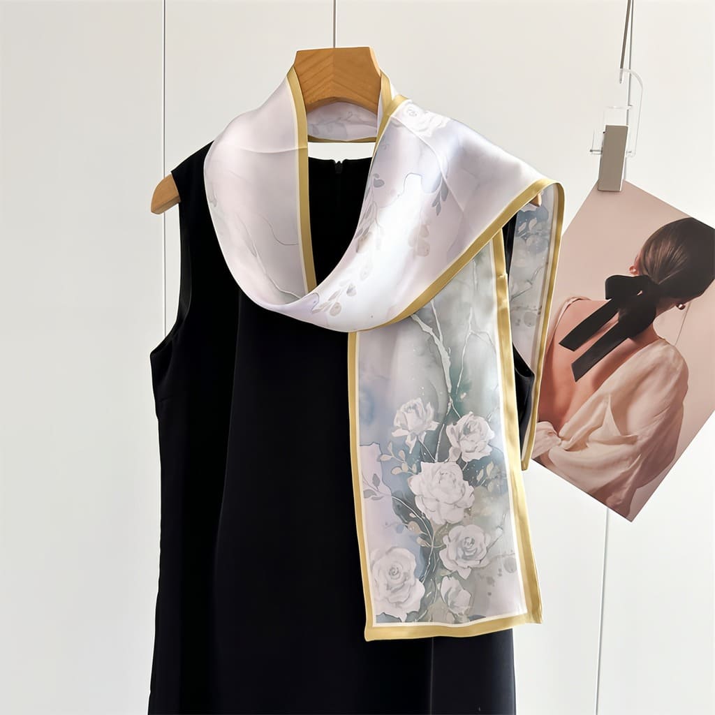 MaraSilk Pure Mulberry Silk Scarf - Ribbon Crepe Satin MS842 59" x 6" MS84206