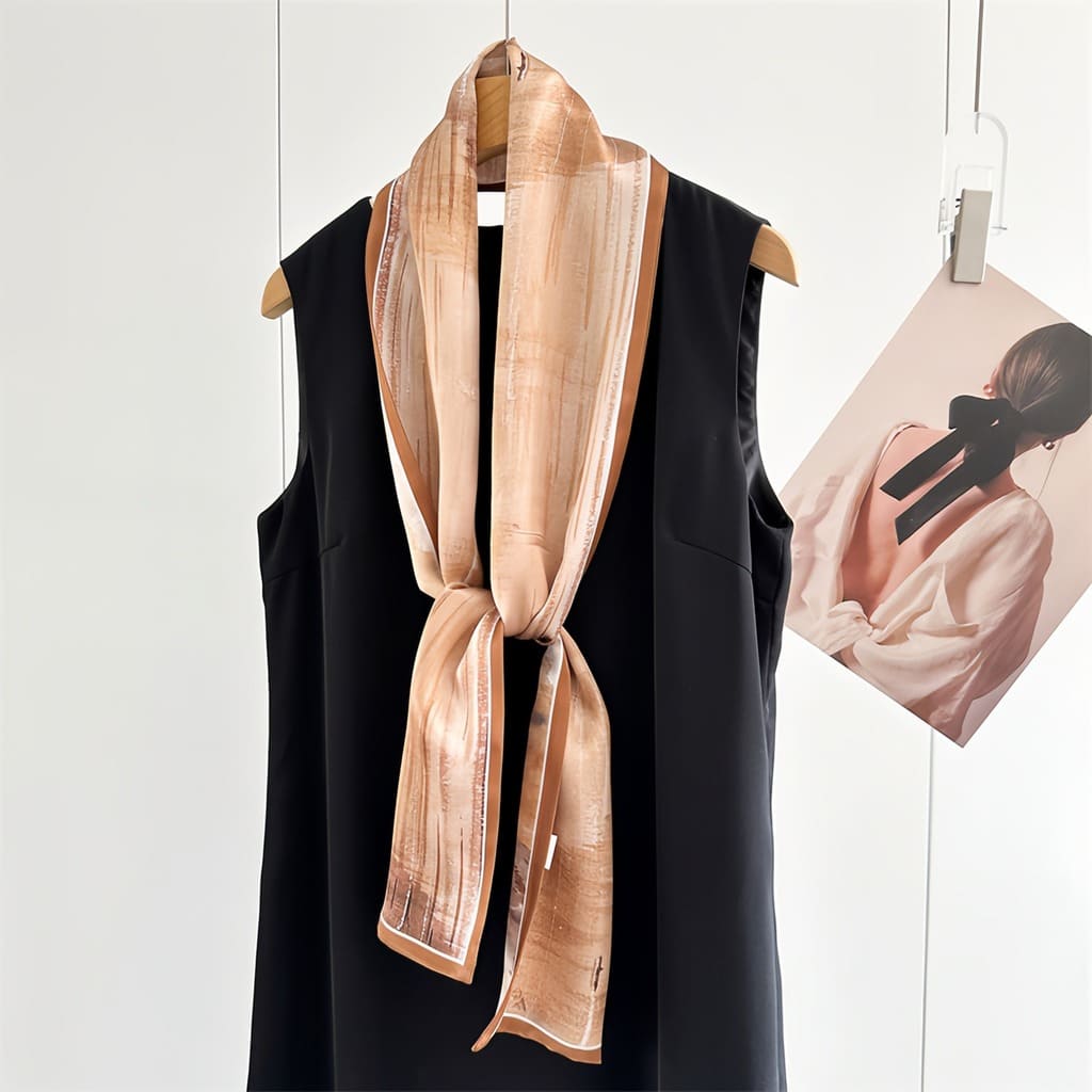 MaraSilk Pure Mulberry Silk Scarf - Ribbon Crepe Satin MS843