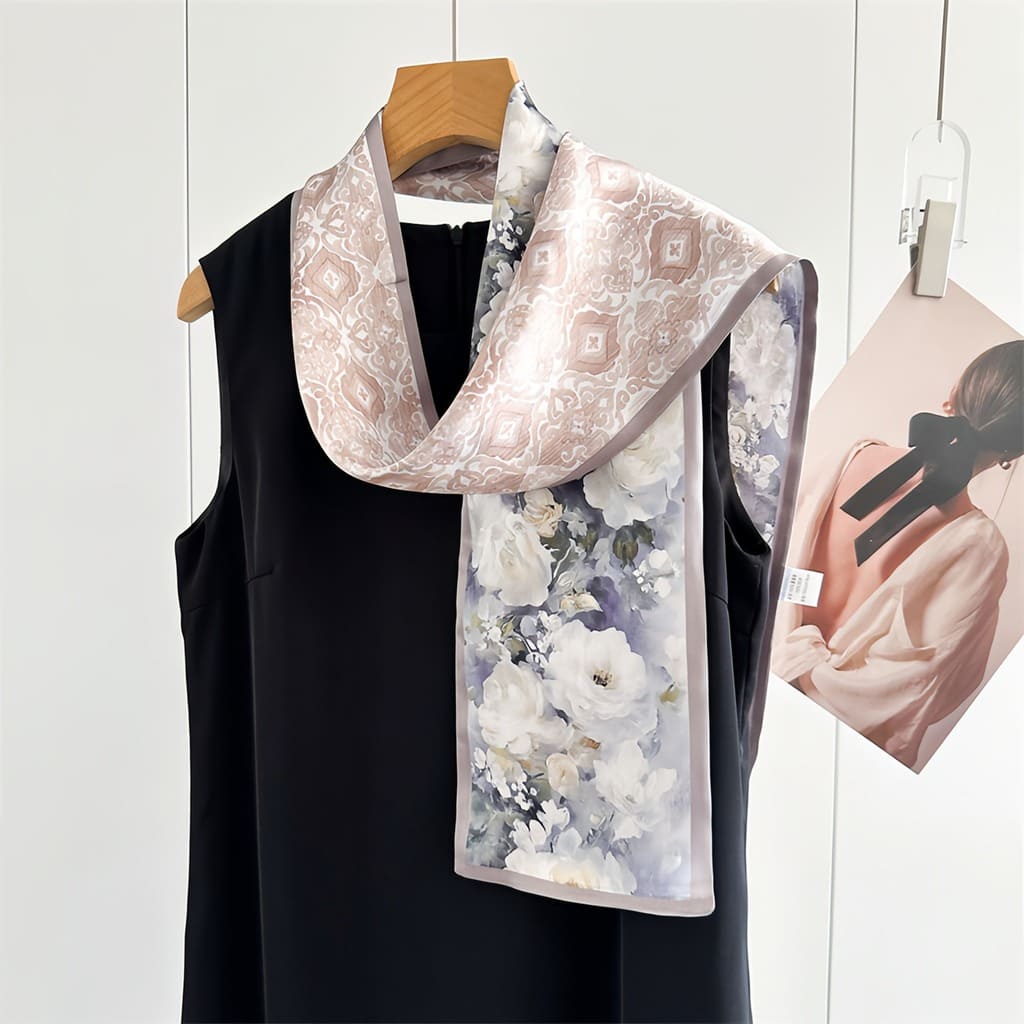 MaraSilk Pure Mulberry Silk Scarf - Ribbon Crepe Satin MS843 59" x 6" MS84309