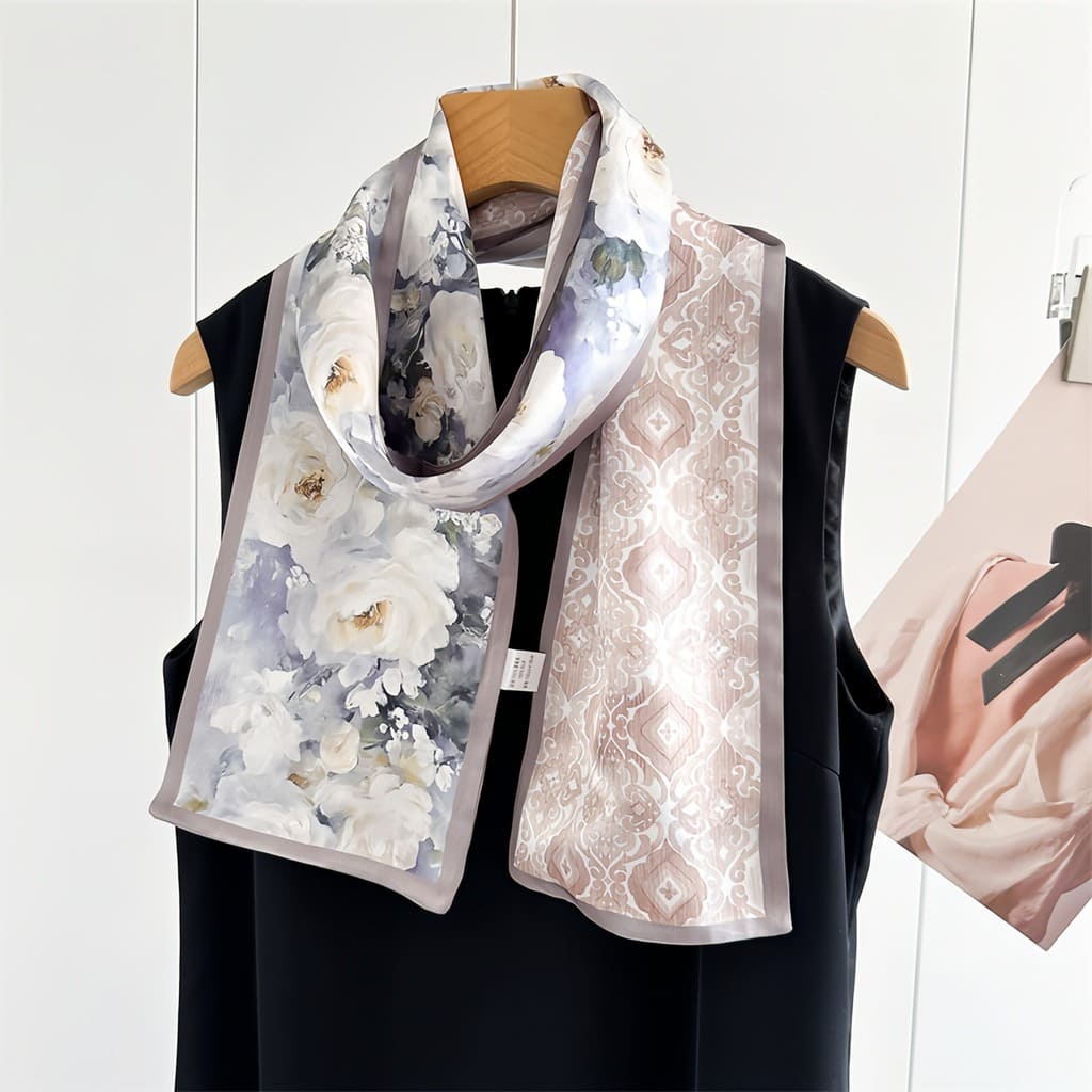 MaraSilk Pure Mulberry Silk Scarf - Ribbon Crepe Satin MS843